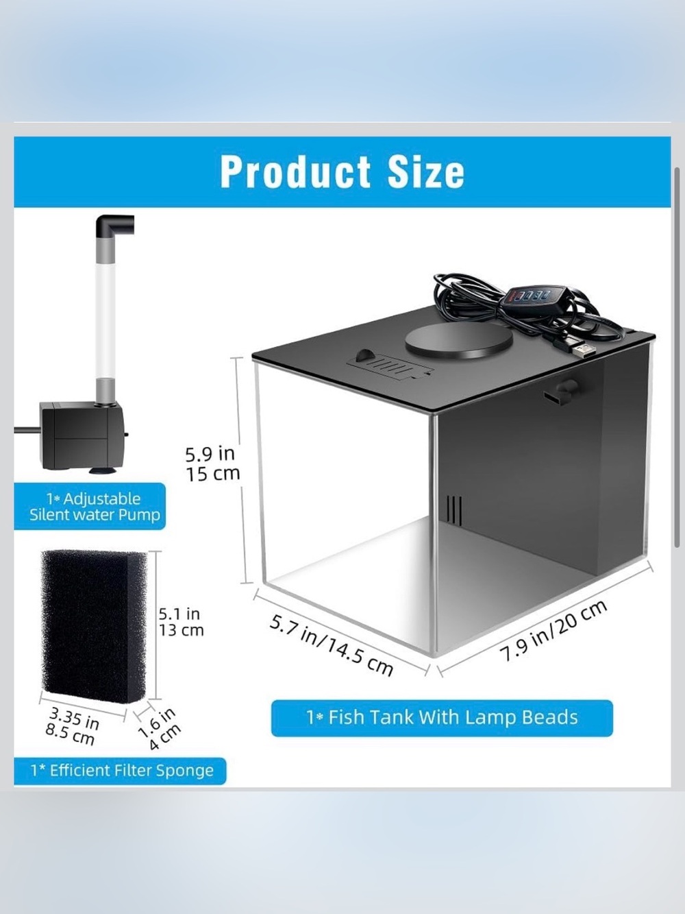 Small Fish Tank Kit 1 Gallon Aquarium - Picture 2 of 7
